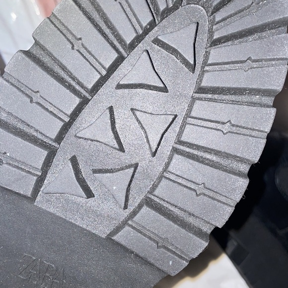 Zara lug boots leather‎ black chunky sole size 40 USA 9 - Picture 4 of 5